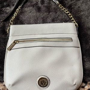 Anne Klein "Like New" Pebble Grain Leather Crossbody Bag in Cream Color